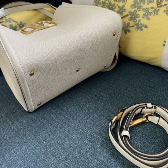 AAAAA Replica Valentino Garavani Alltime Medium Grained Calfskin Handbag Beige Fake Clone