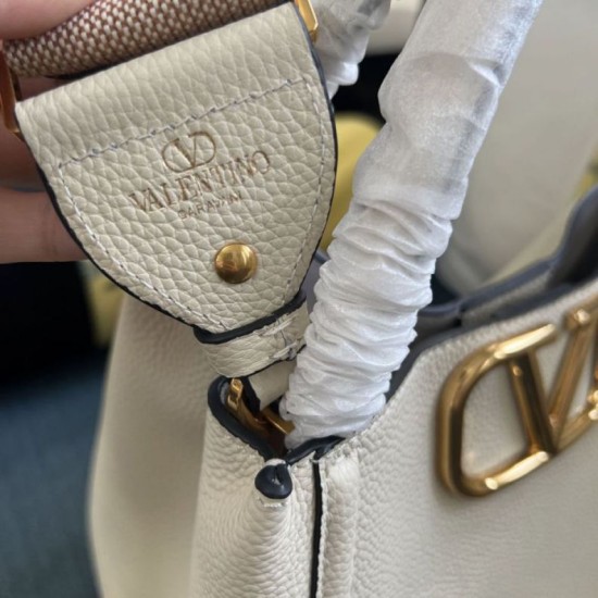 AAAAA Replica Valentino Garavani Alltime Medium Grained Calfskin Handbag Beige Fake Clone