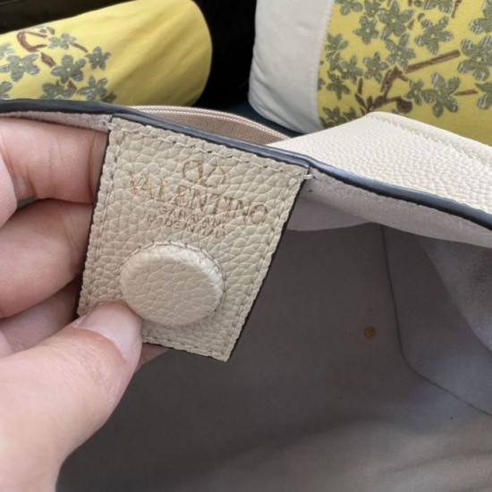 AAAAA Replica Valentino Garavani Alltime Medium Grained Calfskin Handbag Beige Fake Clone
