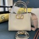 AAAAA Replica Valentino Garavani Alltime Medium Grained Calfskin Handbag Beige Fake Clone