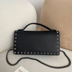 AAAAA Replica Valentino Garavani Rockstud Chain Wallet Black Fake Clone