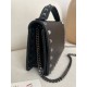 AAAAA Replica Valentino Garavani Rockstud Chain Wallet Black Fake Clone