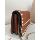 AAAAA Replica Valentino Garavani Rockstud Small Flap Crossbody Bag Brown Fake Clone