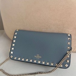 AAAAA Replica Valentino Small Flap Crossbody Bag Garavani Rockstud Blue Fake Clone