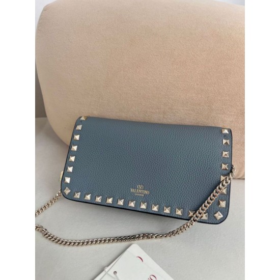 AAAAA Replica Valentino Small Flap Crossbody Bag Garavani Rockstud Blue Fake Clone