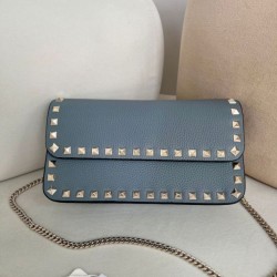 AAAAA Replica Valentino Small Flap Crossbody Bag Garavani Rockstud Blue Fake Clone