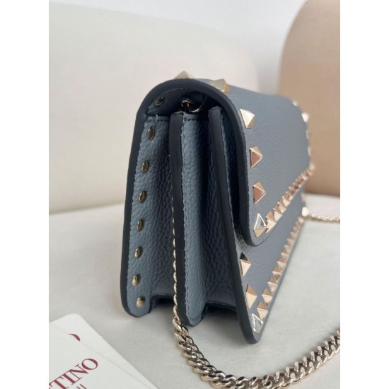 AAAAA Replica Valentino Small Flap Crossbody Bag Garavani Rockstud Blue Fake Clone