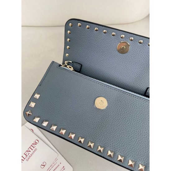 AAAAA Replica Valentino Small Flap Crossbody Bag Garavani Rockstud Blue Fake Clone
