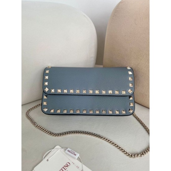 AAAAA Replica Valentino Small Flap Crossbody Bag Garavani Rockstud Blue Fake Clone