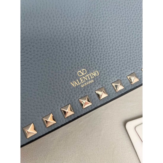 AAAAA Replica Valentino Small Flap Crossbody Bag Garavani Rockstud Blue Fake Clone