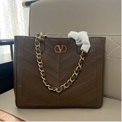 AAAAA Replica Valentino Garavani Laseine Small/Medium Tote Bag Brown Fake Clone