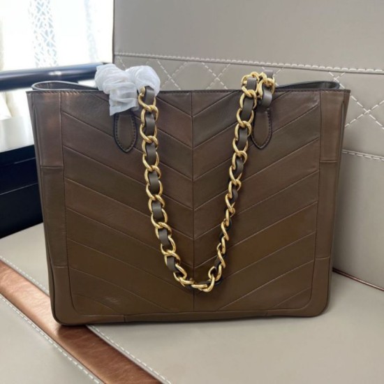 AAAAA Replica Valentino Garavani Laseine Small/Medium Tote Bag Brown Fake Clone