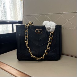 AAAAA Replica Valentino Garavani Laseine Small/Medium Tote Bag Black Fake Clone