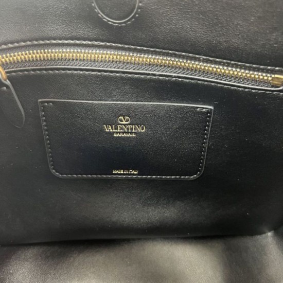AAAAA Replica Valentino Garavani Laseine Small/Medium Tote Bag Black Fake Clone