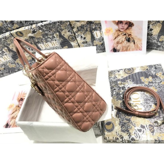 Replica Dior Large Lady Dior quilted lambskin cannage bag brown Knockoff Cheap AAAAA Replica Dior Large Lady Dior quilted lambskin cannage bag brown Fake Clone