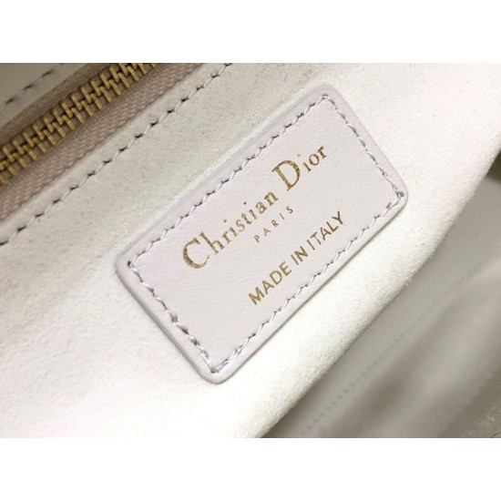 AAAAA Replica Dior Large Lady Dior quilted lambskin cannage bag white Fake Clone