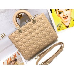 AAAAA Replica Dior Large Lady Dior quilted lambskin cannage bag camel Fake Clone