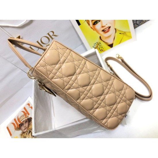 AAAAA Replica Dior Large Lady Dior quilted lambskin cannage bag camel Fake Clone