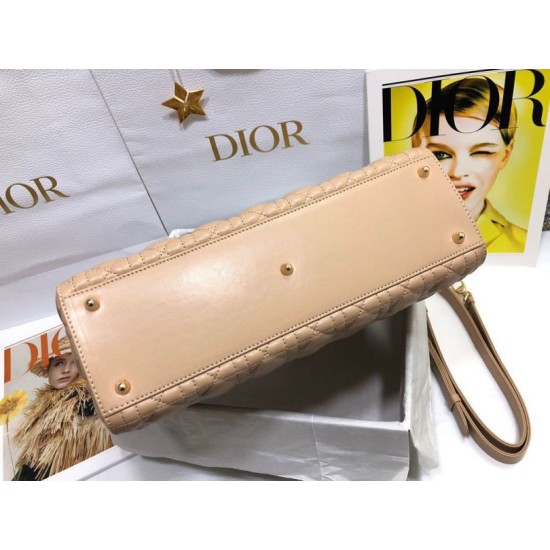 AAAAA Replica Dior Large Lady Dior quilted lambskin cannage bag camel Fake Clone