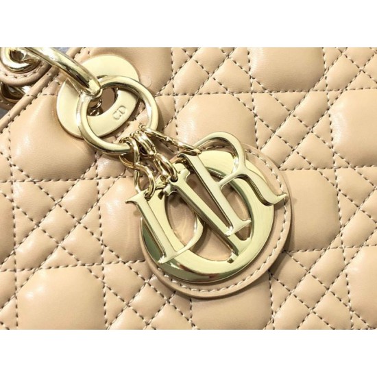 AAAAA Replica Dior Large Lady Dior quilted lambskin cannage bag camel Fake Clone