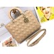 AAAAA Replica Dior Large Lady Dior quilted lambskin cannage bag camel Fake Clone