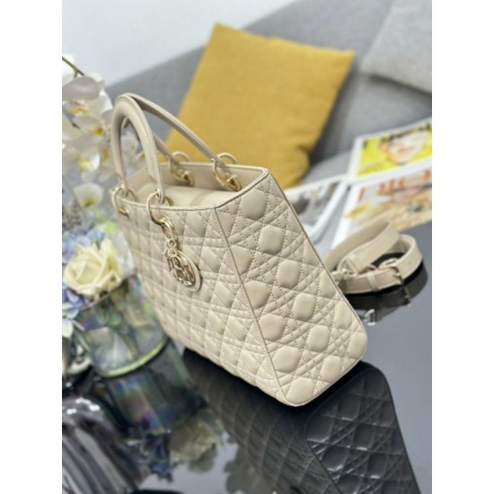 Replica Dior Lady Dior Large Quilted Lambskin Cannage Bag Beige Knockoff Cheap AAAAA Replica Dior Lady Dior Large Quilted Lambskin Cannage Bag Beige Fake Clone