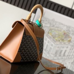 AAAAA Replica Goyard Saigon PM brown structured handbag Fake Clone