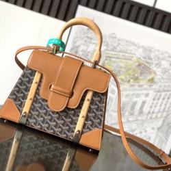 AAAAA Replica Goyard Saigon PM brown structured handbag Fake Clone