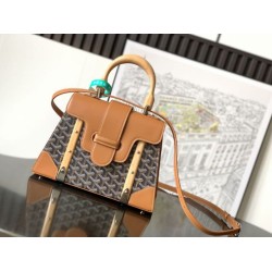 AAAAA Replica Goyard Saigon PM brown structured handbag Fake Clone
