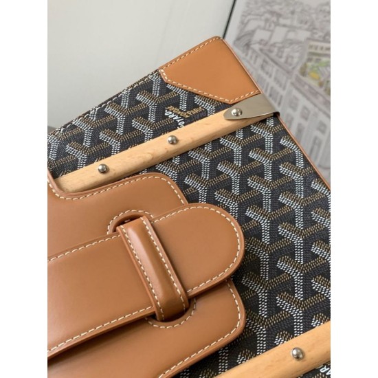 AAAAA Replica Goyard Saigon PM brown structured handbag Fake Clone