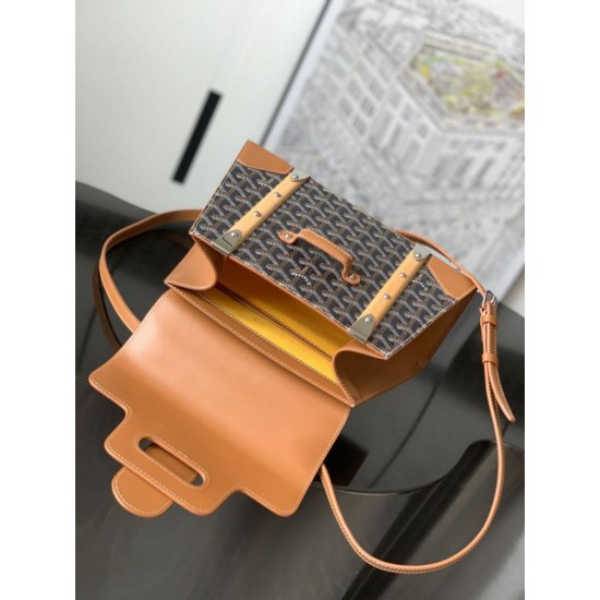 AAAAA Replica Goyard Saigon PM brown structured handbag Fake Clone