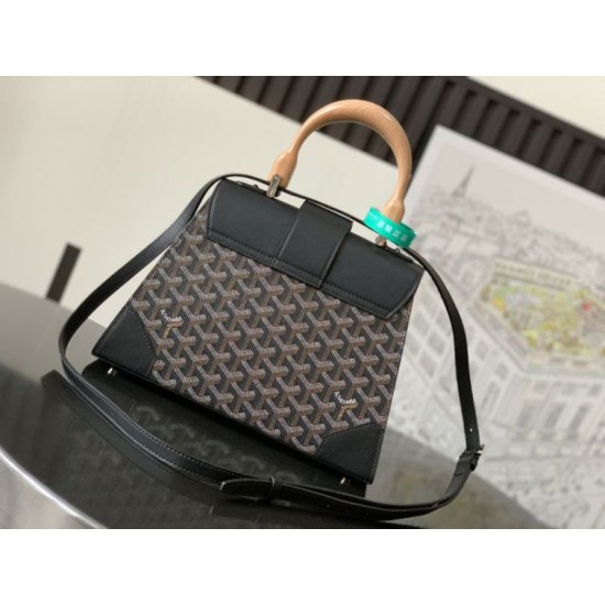 AAAAA Replica Goyard Saigon PM structured handbag Black Fake Clone