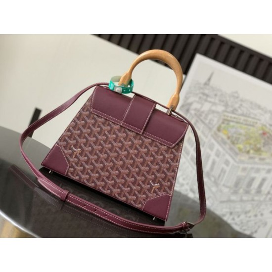 Replica Goyard Saigon PM burgundy structured handbag Knockoff Cheap AAAAA Replica Goyard Saigon PM burgundy structured handbag Fake Clone
