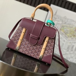 AAAAA Replica Goyard Saigon PM burgundy structured handbag Fake Clone