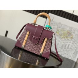 AAAAA Replica Goyard Saigon PM burgundy structured handbag Fake Clone