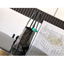 AAAAA Replica Goyard Anjou Saint Louis Mini Goyardine canvas black calfskin tote bag Fake Clone