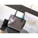 AAAAA Replica Goyard Anjou Saint Louis Mini Goyardine canvas black calfskin tote bag Fake Clone