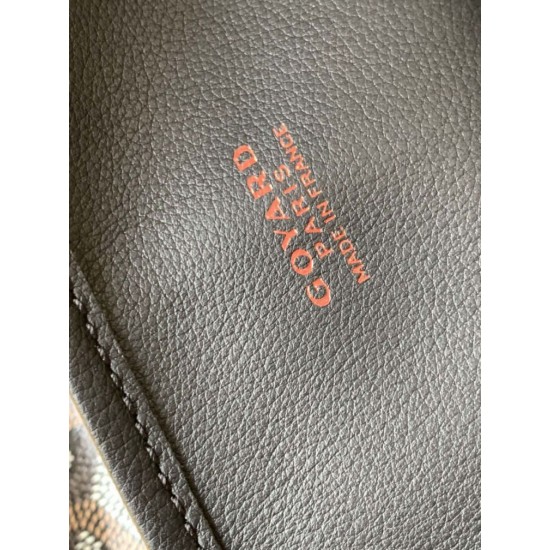 AAAAA Replica Goyard Anjou Saint Louis Mini Goyardine canvas black calfskin tote bag Fake Clone