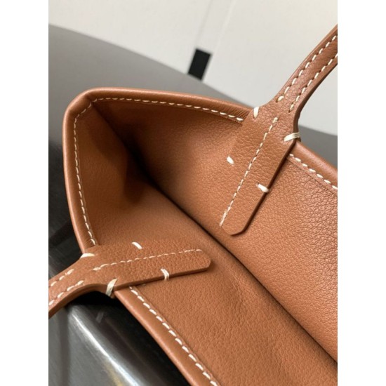 AAAAA Replica Goyard Anjou Saint Louis Mini goyardine canvas brown calfskin tote bag Fake Clone