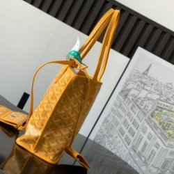 Replica Goyard Anjou Saint Louis Mini Goyard canvas calfskin tote bag Yellow Knockoff Cheap AAAAA Replica Goyard Anjou Saint Louis Mini Goyard canvas calfskin tote bag Yellow Fake Clone