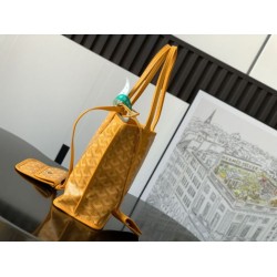 AAAAA Replica Goyard Anjou Saint Louis Mini Goyard canvas calfskin tote bag Yellow Fake Clone