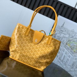 AAAAA Replica Goyard Anjou Saint Louis Mini Goyard canvas calfskin tote bag Yellow Fake Clone
