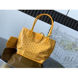 AAAAA Replica Goyard Anjou Saint Louis Mini Goyard canvas calfskin tote bag Yellow Fake Clone