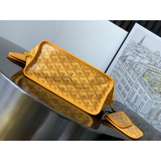 AAAAA Replica Goyard Anjou Saint Louis Mini Goyard canvas calfskin tote bag Yellow Fake Clone
