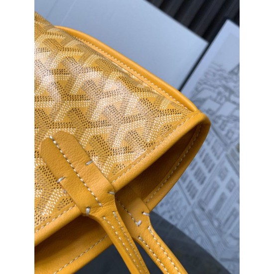 AAAAA Replica Goyard Anjou Saint Louis Mini Goyard canvas calfskin tote bag Yellow Fake Clone
