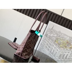 AAAAA Replica Goyard Anjou Saint Louis Mini Goyardine Canvas Calfskin Tote Bag Burgundy Fake Clone