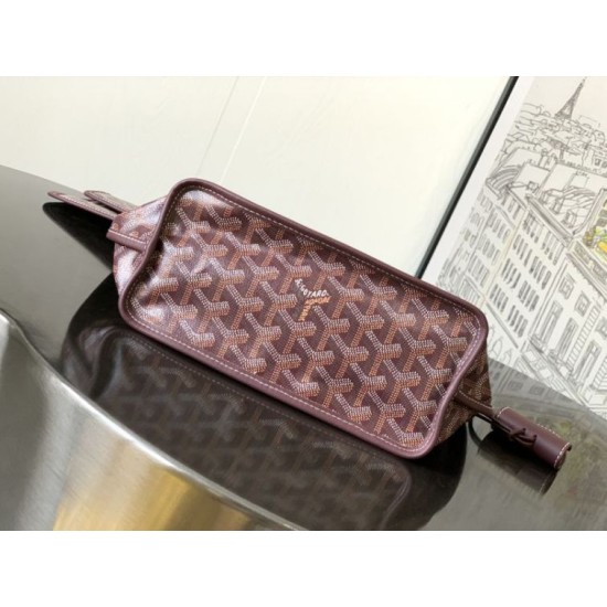 AAAAA Replica Goyard Anjou Saint Louis Mini Goyardine Canvas Calfskin Tote Bag Burgundy Fake Clone