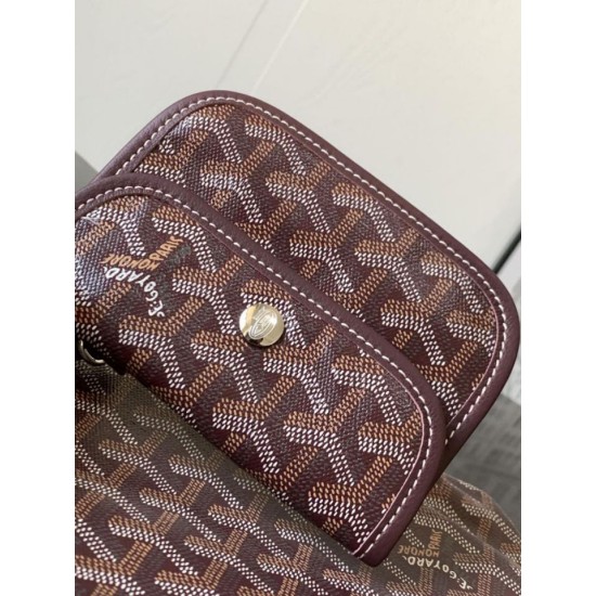 AAAAA Replica Goyard Anjou Saint Louis Mini Goyardine Canvas Calfskin Tote Bag Burgundy Fake Clone