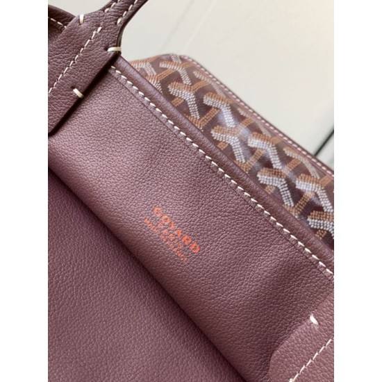 AAAAA Replica Goyard Anjou Saint Louis Mini Goyardine Canvas Calfskin Tote Bag Burgundy Fake Clone