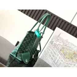 AAAAA Replica Goyard Anjou Saint Louis Mini Goyard canvas calfskin tote bag Green Fake Clone